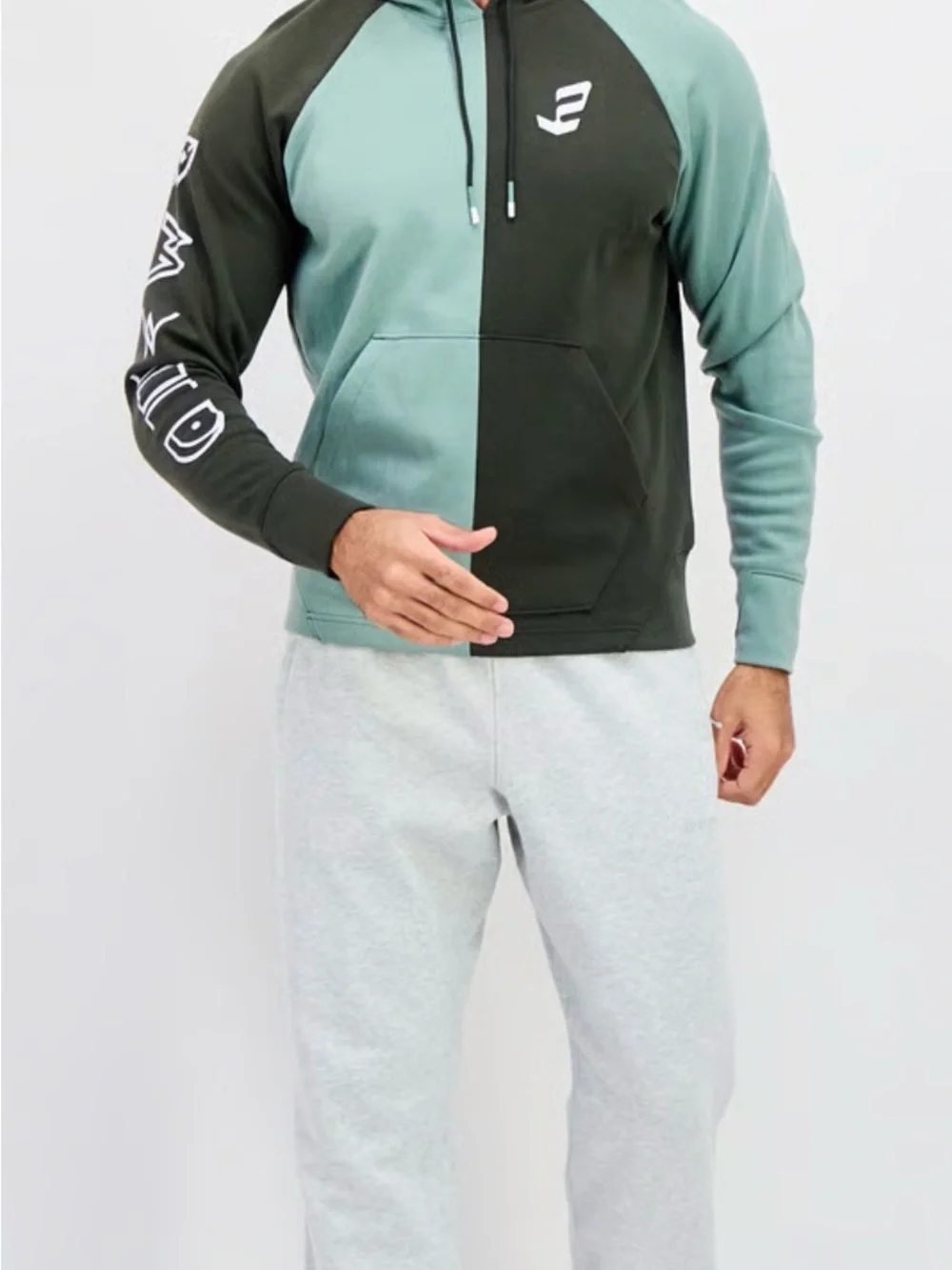 Under Armour Two-Tone sage green and Olive Green Pullover Hoodie Joel embiid